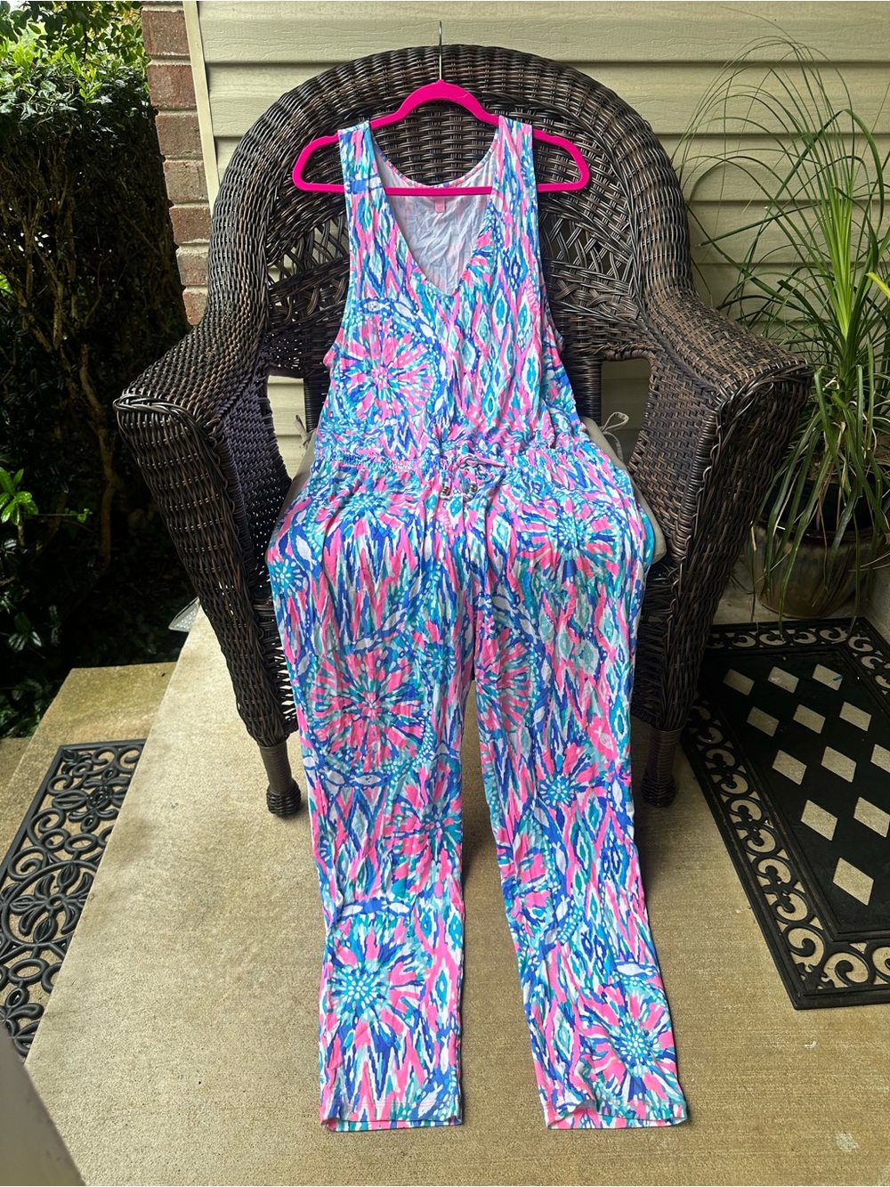 Lilly Pulitzer Paulina Jumpsuit Tiki Pink Shake It Up L